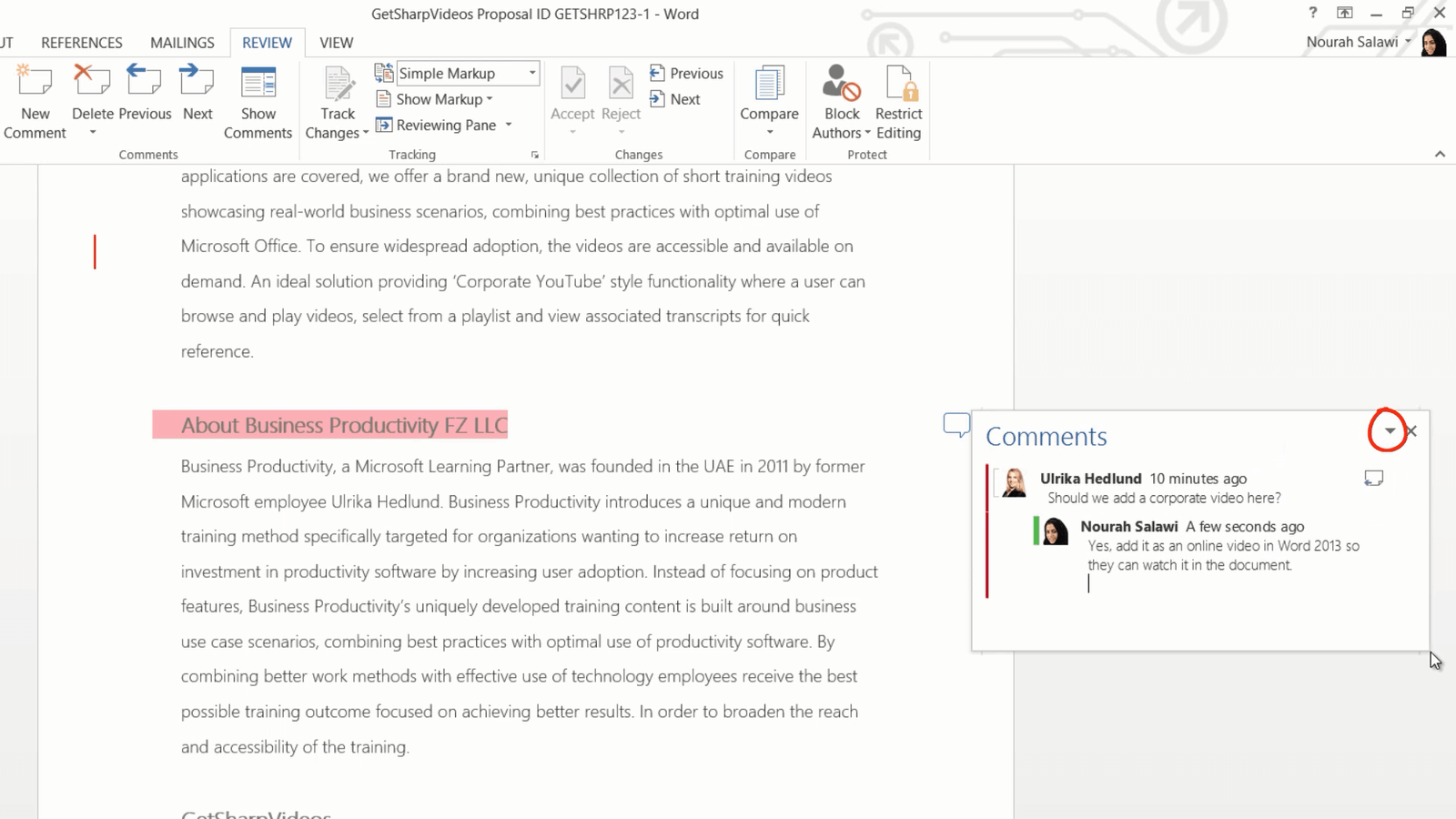 microsoft word online track changes