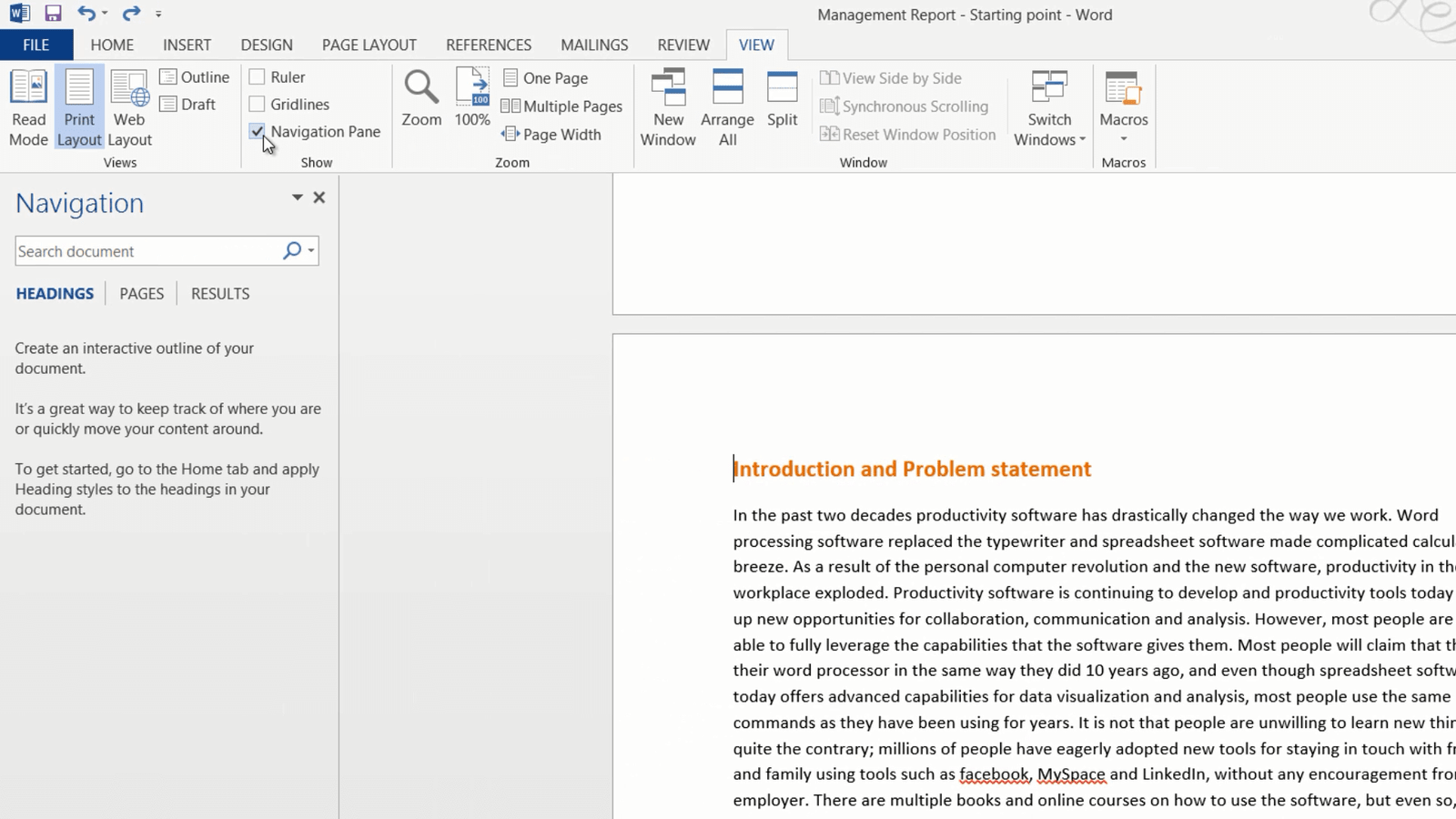 how to create an outline using headings in microsoft word