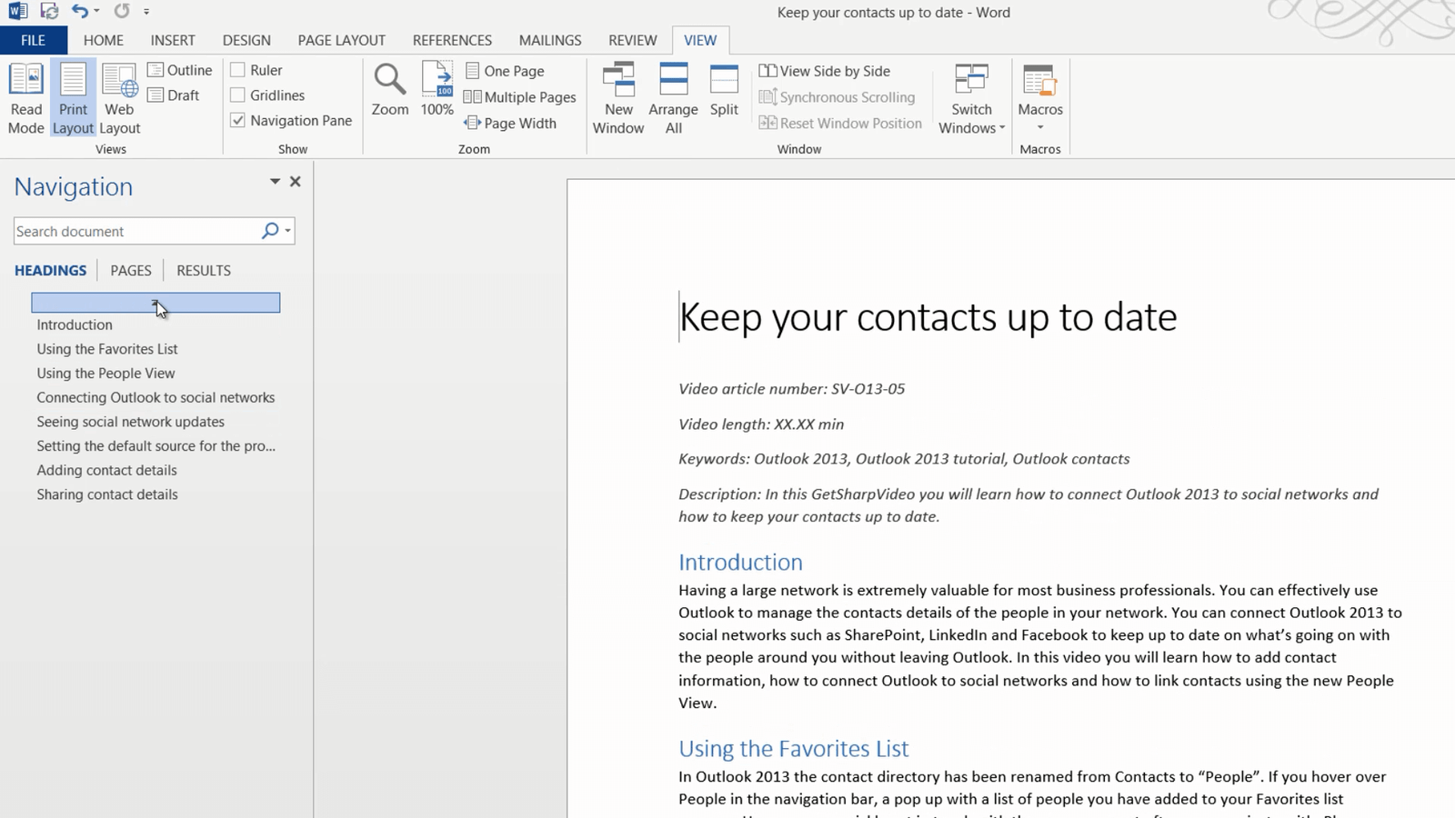 draft view in word 2013